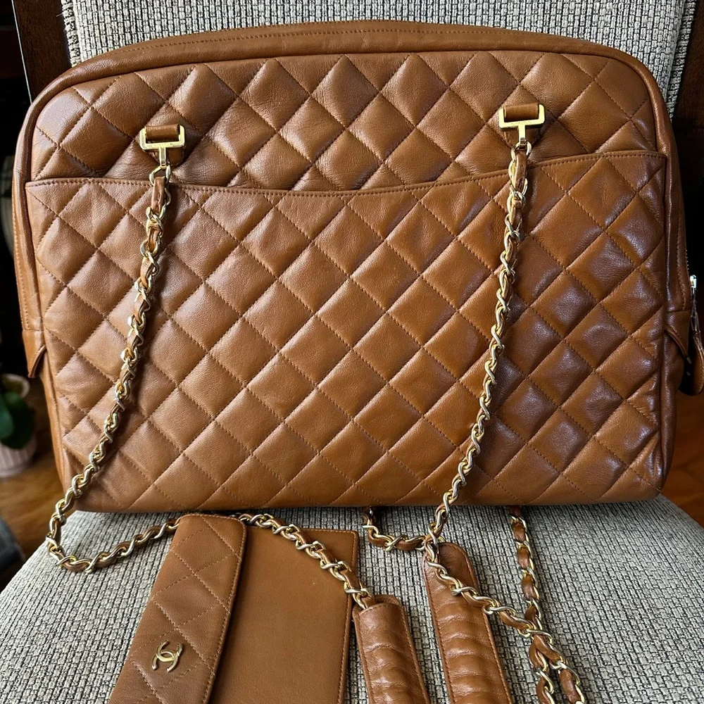 Vintage Chanel large camera bag style/Tote